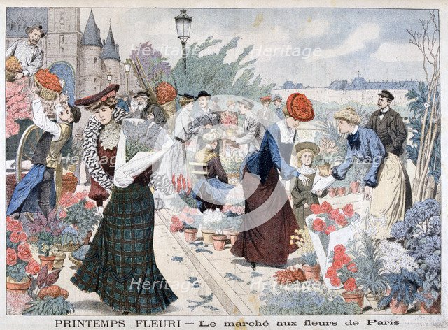 Spring flowers in a market, Paris, 1903. Artist: Unknown