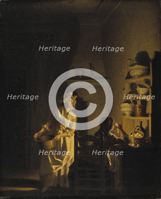 Testing Eggs. Interior of a Kitchen.