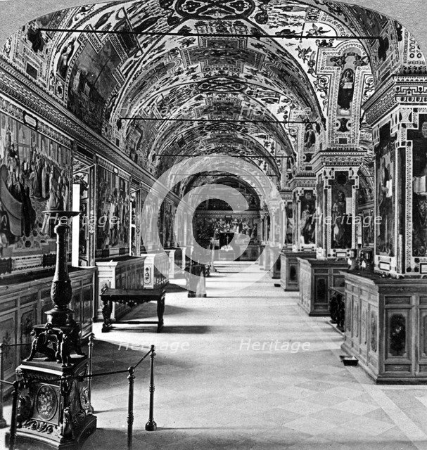 Interior of the Vatican Library, Rome, Italy.Artist: Underwood & Underwood
