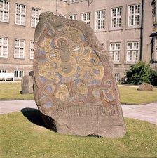 Crucifixion on Great Runestone of Harald Bluetooth, King of Denmark, c985, (20th century). Artist: Unknown.