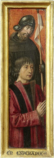 Portrait of Willem van Overbeke with Saint William, c1485-1490. Creators: Bruges (?) Master, Hugo van der Goes.