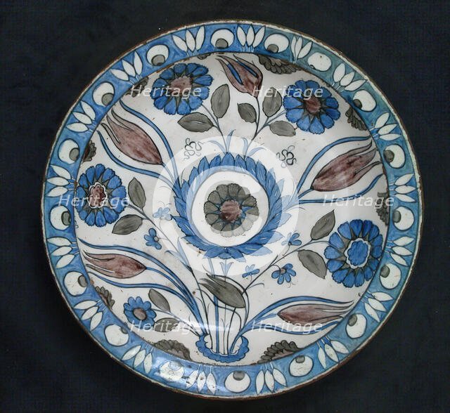 Dish with Floral Design, Turkey, second half 16th century. Creator: Unknown.