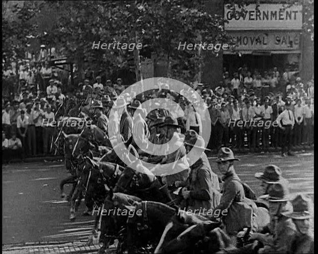 U.S Army Troops Riding On Horses, 1932. Creator: British Pathe Ltd.
