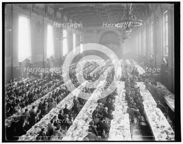 Banquet in Alumni Hall i.e., University Commons, Yale College, between 1900 and 1906. Creator: Unknown.