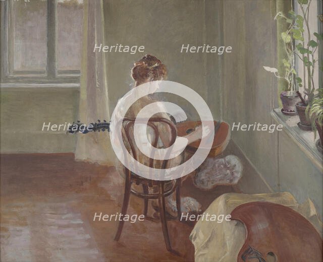 Interior with the Chimera Playing the Lute, 1908. Creator: Jacek Malczewski.