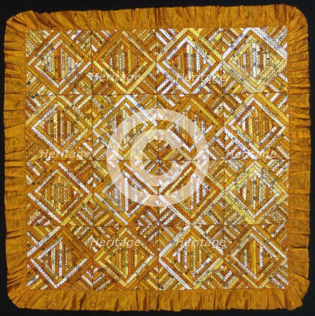 Bedcover (Cigar Ribbon Quilt), United States, 1880s. Creator: Unknown.