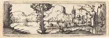 Landscape with Lake and Town, 1545. Creator: Augustin Hirschvogel.
