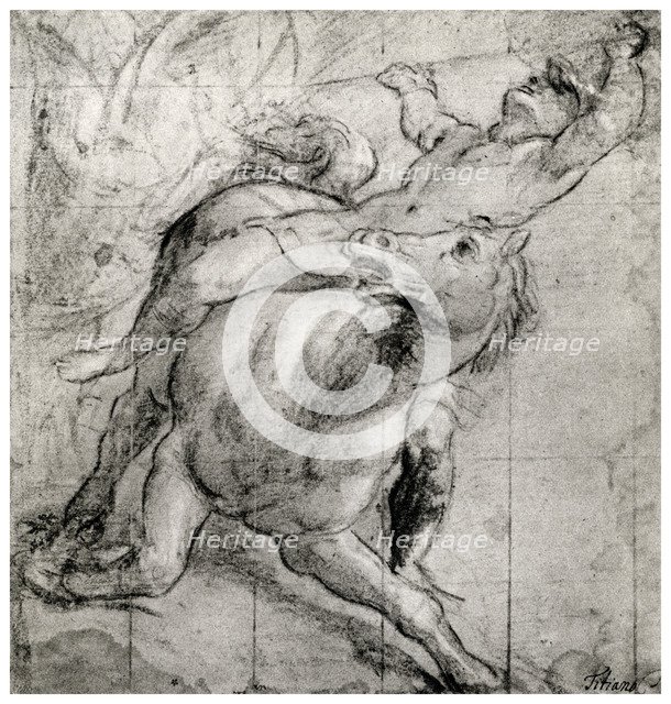 'Horseman Falling', c1565, (1937). Artist: Titian