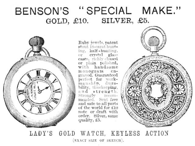 Benson's "Special Make" Lady's Gold Watch, 1883. Creator: Unknown.