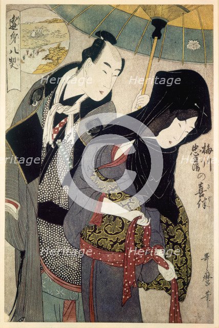 'The Lovers, Chubei and Umegawa', late 18th/early 19th century.  Artist: Kitagawa Utamaro
