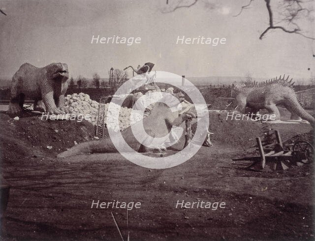 'Models of Extinct Animals', Crystal Palace, Sydenham, 1852-1854. Creator: Philip Henry Delamotte.