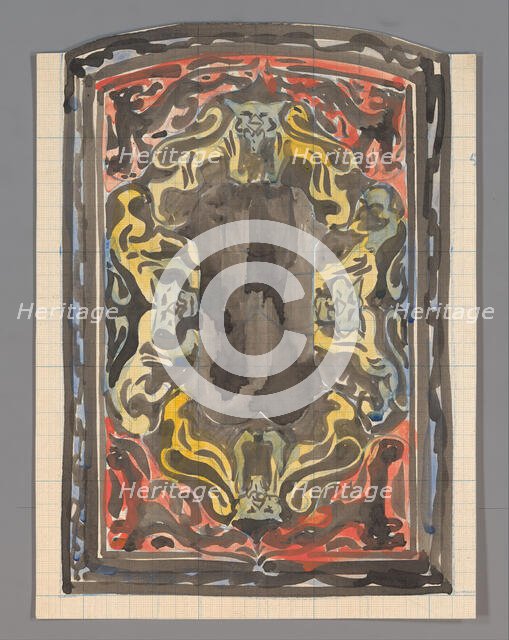 Design for a tiled tableau with lions, 1874-1945. Creator: Carel Adolph Lion Cachet.