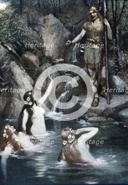 Scene from the play 'The Twilight of the Gods', by Richard Wagner, composed in 1870, 1908. Creator: Leeke, Ferdinand (1859-1923).