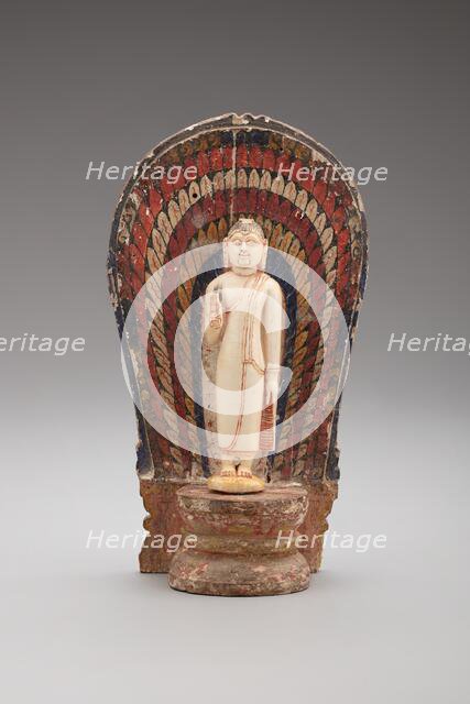 Buddha Standing with Hand in the Gesture of Reassurance (Abhayamudra) with...(1480-1815). Creator: Unknown.