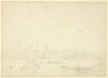 Study for View of Westminster Hall and Bridge, from Microcosm of London, c. 1810. Creator: Augustus Charles Pugin.