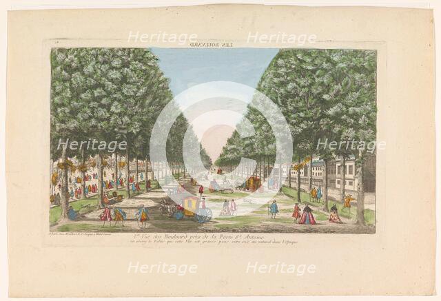 View of a boulevard in Paris seen from the Porte Saint-Antoine, 1759-c.1796. Creators: Louis-Joseph Mondhare, Anon.