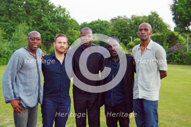 Larry Bartley, R Youngs, Q Collins, B Hodge and T Kofi, Watermill Jazz Club, Dorking, Surrey,  2015. Artist: Brian O'Connor.