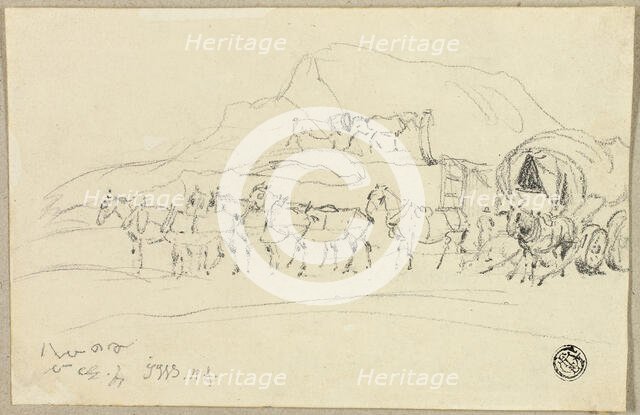 Wagon with Eight Horses Being Hitched, n.d. Creator: John Ward I.