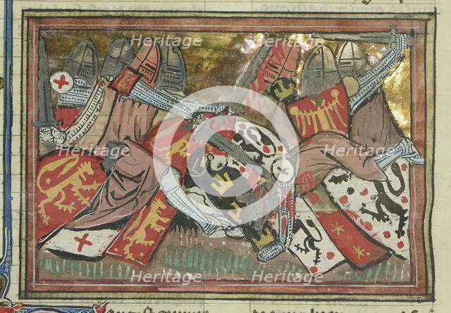 The Battle of Yibneh in 1123 (From "Li rommans de Godefroy de Buillon et de Salehadin"), 1337. Creator: Maître de Fauvel (active 1314-1340).