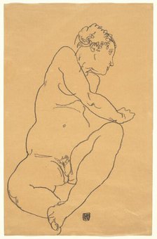 Female Nude Bending to the Left, 1918. Creator: Egon Schiele.
