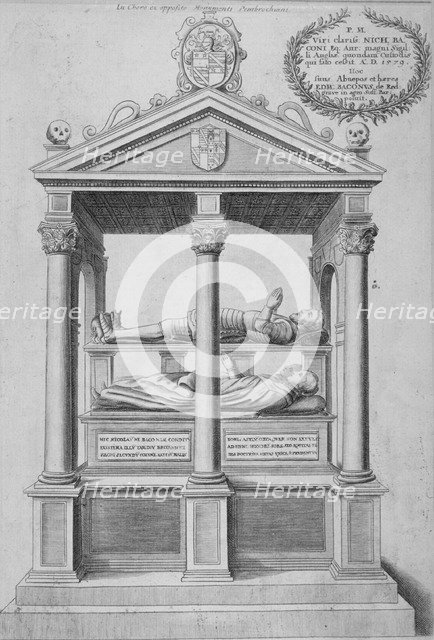 Monument of Sir Nicholas Bacon in old St Paul's Cathedral, City of London, 1656. Artist: Wenceslaus Hollar