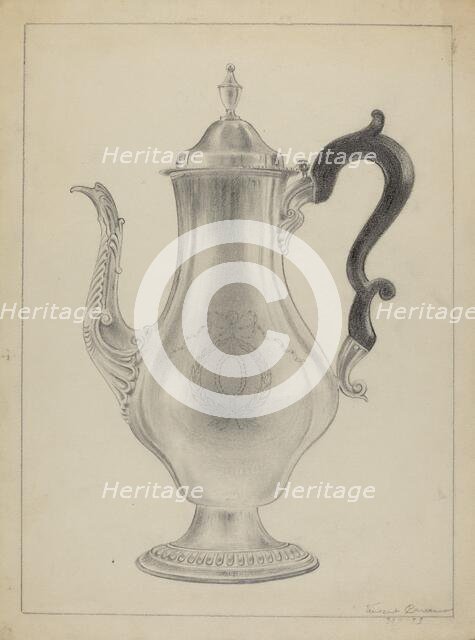 Silver Coffee Pot, 1935/1942. Creator: Vincent Carano.