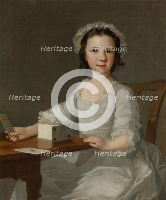 Girl Building a House of Cards, mid-18th century. Creator: Attributed to Thomas Frye (Irish, Dublin, born ca. 1711-12, died 1762 London).