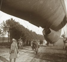Raising of an observation balloon, Somme, northern France, 1916. Artist: Unknown.