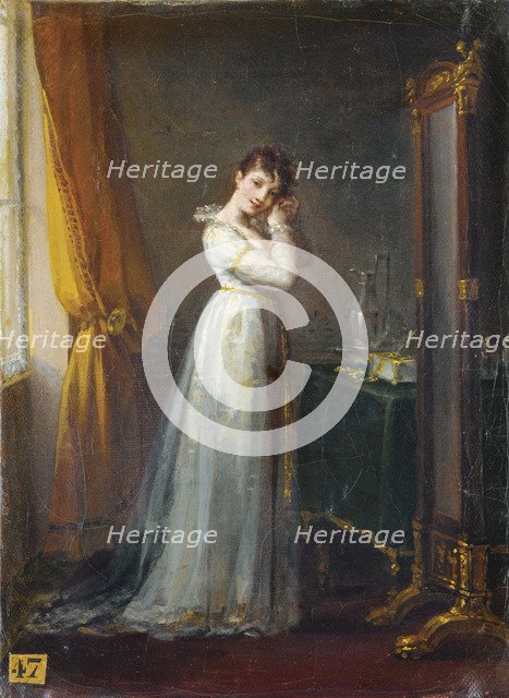 Woman trying on Earrings (Constance Mayer), ca 1806. Artist: Prud'hon, Pierre-Paul (1758-1823)