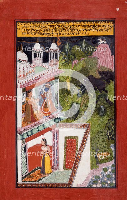 The Month of Bhadon (August-September), Folio from a Barahmasa..., between c1700 and c1725. Creator: Unknown.