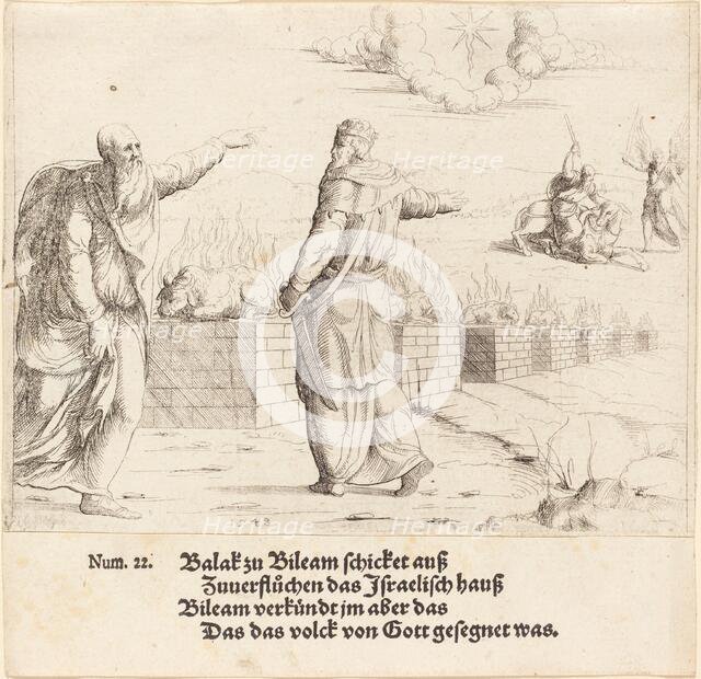 Balak's Sacrifice, and Balaam's Prophecy, 1548. Creator: Augustin Hirschvogel.