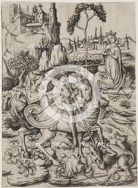 Saint George with the Stork's Nest, c. 1450. Creator: Master ES.