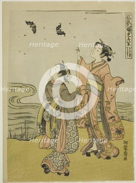 Young Woman in the Glow of Sunset (Musume no sekisho), from the series "Eight..., c. 1770/72. Creator: Isoda Koryusai.