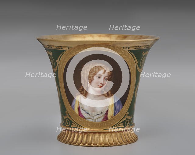 Cup (Tasse Jasmin À Pied Cannelé, 1St Size) With Portrait Of Françoise-Marguerite De Sévigné...1812. Creator: Unknown.