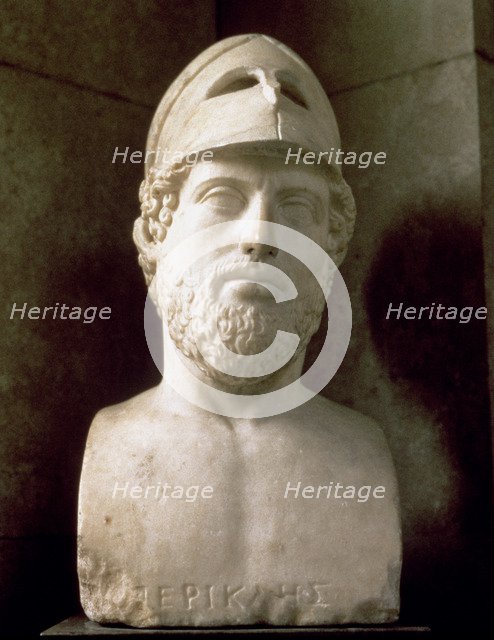 Pericles (495-429 BC), Athenian statesman and strategist, Roman copy of a Greek bust, 2nd BC.
