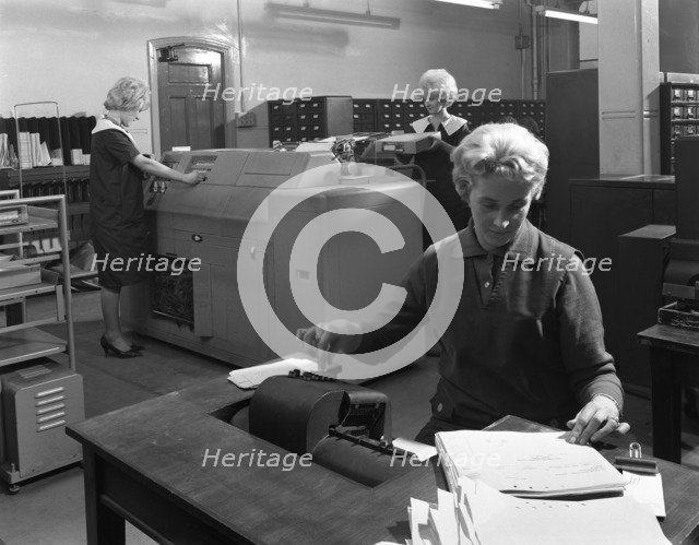 Hollerith data machine in an office at the Edgar Allen Steel Co, Sheffield, South Yorkshire, 1963. Artist: Michael Walters