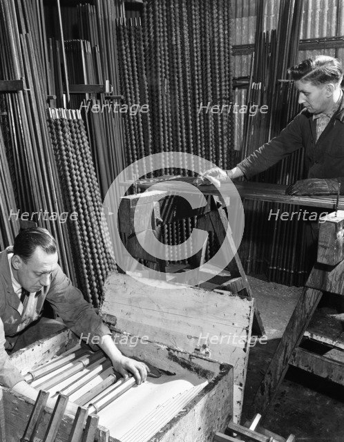 Packing drill bits and pneumatic bits at a steel foundry, Sheffield, South Yorkshire, 1962. Artist: Michael Walters
