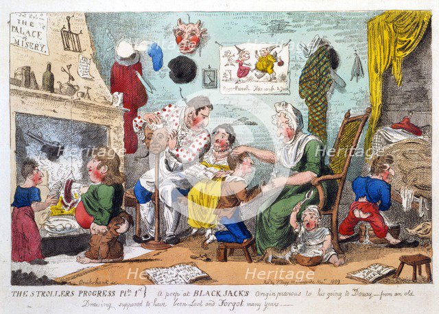 The Strollers Progress Plate 1.  A Peep at Black Jack's Origin previous to his going to Douay, 1809.