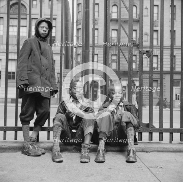 Three boys who live in the Harlem area, New York, 1943. Creator: Gordon Parks.