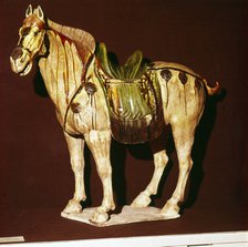 Chinese Horse from a Tomb, T'Ang Dynasty, 7th-10th century Artist: Unknown.
