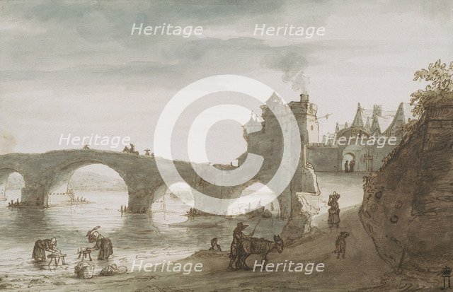 Bridge Across the Loire at Amboise, 1640s. Artist: Doomer, Lambert Harmensz (1624-1700)
