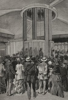 The elevators of the Trocadero Palace, Paris Exposition, 1878. Creator: Tomás Carlos Capuz.