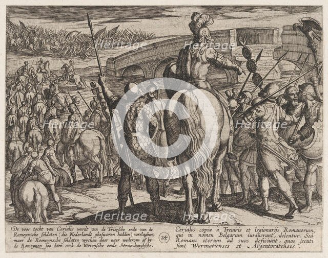 Plate 24: The Advance Guard of the New Roman Troops Turned Back, from The War of the Roman..., 1611. Creator: Antonio Tempesta.