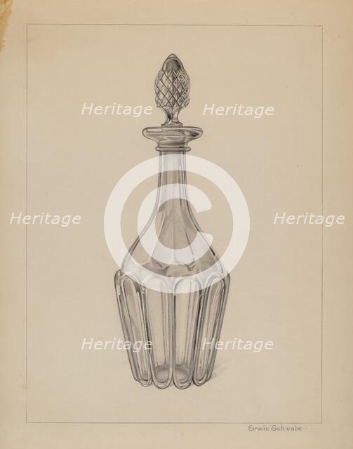 Glass Wine Decanter, c. 1937. Creator: Erwin Schwabe.