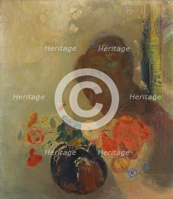 Woman With A Vase Of Flowers, c1903. Creator: Odilon Redon.