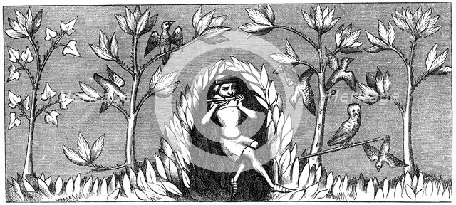 Bird piping, 14th century (1849). Artist: Unknown