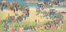 Procession of People from Five Countries: Holland, Russia, France, England and America, 1861., Creator: Sadahide Utagawa.