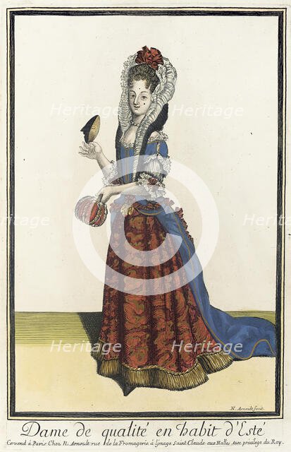 Recueil des modes de la cour de France, 'Dame de Qualité en Habit d'Esté', between 1682 and 1683. Creator: Nicolas Arnoult.