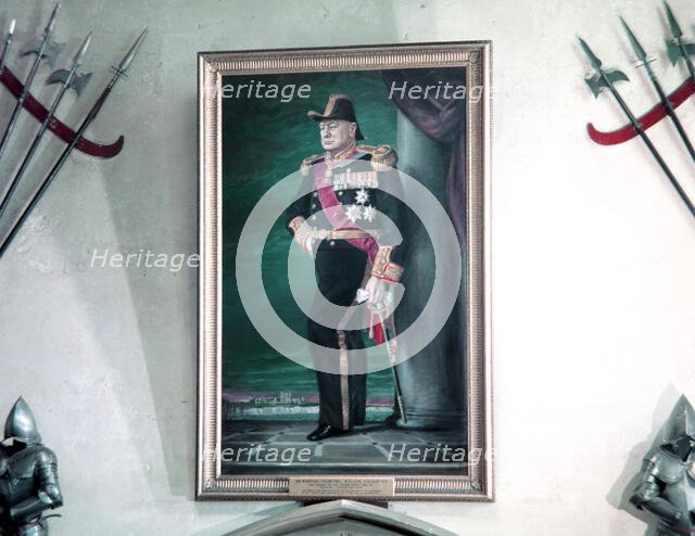 Painting of Winston Churchill in military uniform, c1955. Creator: Arthur Charles Kirby Ware.
