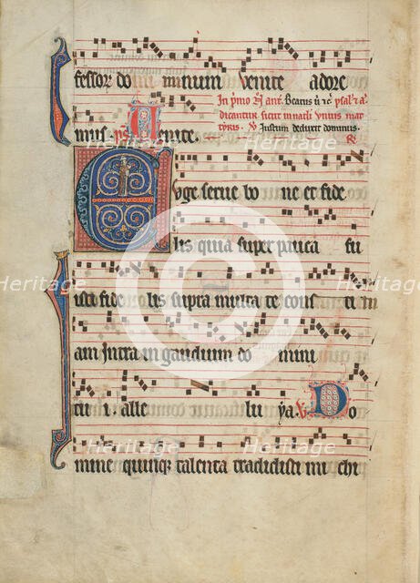 Initial E: A Bishop; Antiphonal, about 1260-1270. Creator: Unknown.